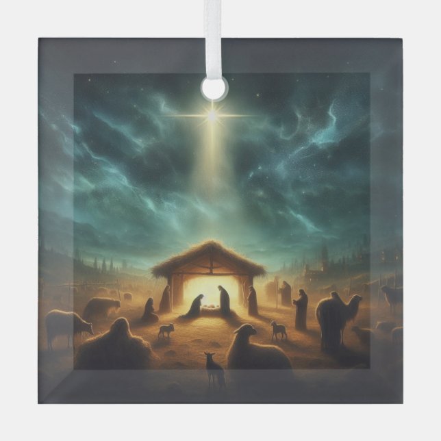 Christmas/Nativity/Jesus Glass Tree Decoration (Front)