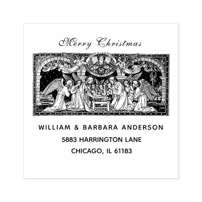 Christmas Nativity Jesus Mary Joseph Angels Rubber Stamp (Imprint)