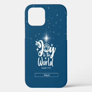 Christmas Nativity Joy to the World Blue & White iPhone 12 Case