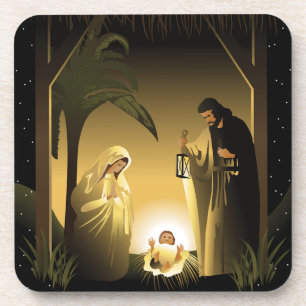 Christmas Nativity Mary, Joseph and Baby Jesus Coaster