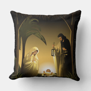 Christmas Nativity Mary, Joseph and Baby Jesus Cushion