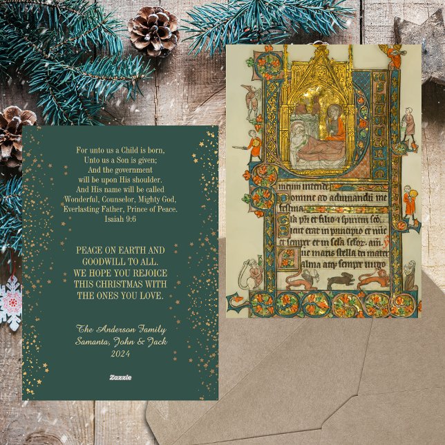 Christmas Nativity Mediaeval Christian Catholic Holiday Card (Christmas Nativity Medieval Religious Christian Traditional Catholic Holiday Greetings Card)