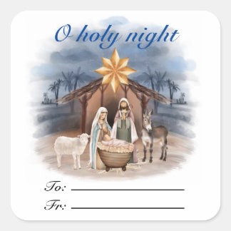 Christmas Nativity O holy night gift tag Sticker