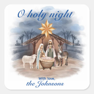 Christmas Nativity O holy night  Square Sticker