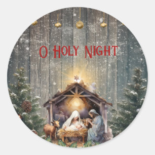 Christmas Nativity Peaceful  Wishes Serenity Classic Round Sticker