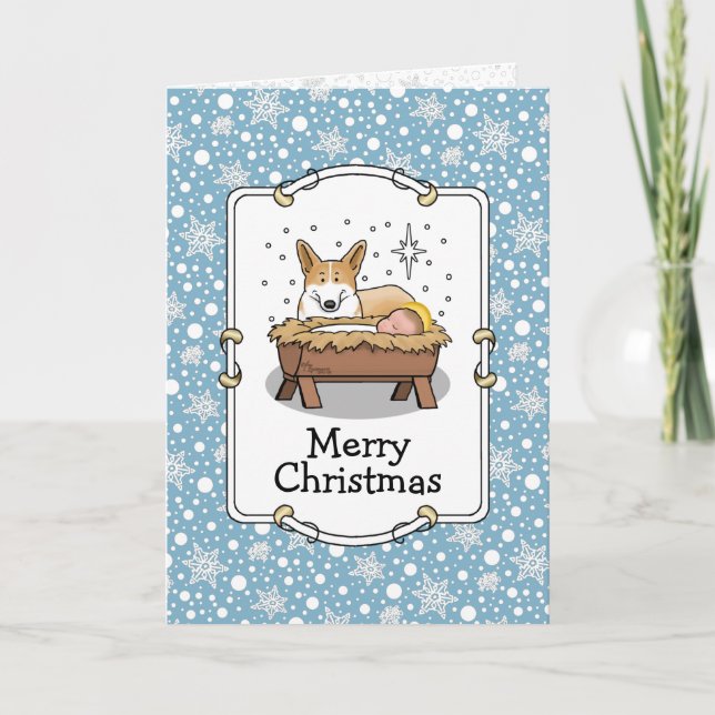 Christmas Nativity Pembroke Welsh Corgi (red1) Fun Card (Front)