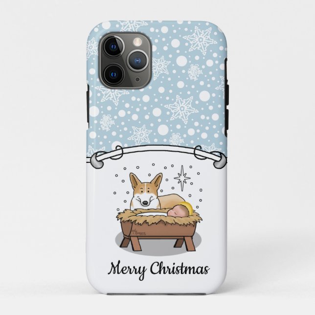 Christmas Nativity Pembroke Welsh Corgi (red1) Fun Case-Mate iPhone Case (Back)