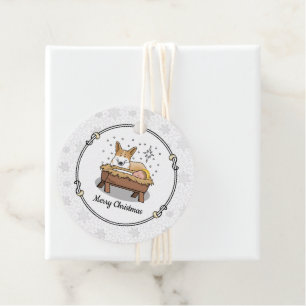 Christmas Nativity Pembroke Welsh Corgi (red1) Fun Favour Tags