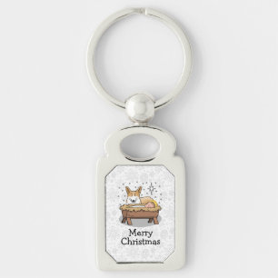 Christmas Nativity Pembroke Welsh Corgi (red1) Fun Key Ring