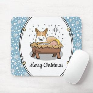 Christmas Nativity Pembroke Welsh Corgi (red1) Fun Mouse Mat