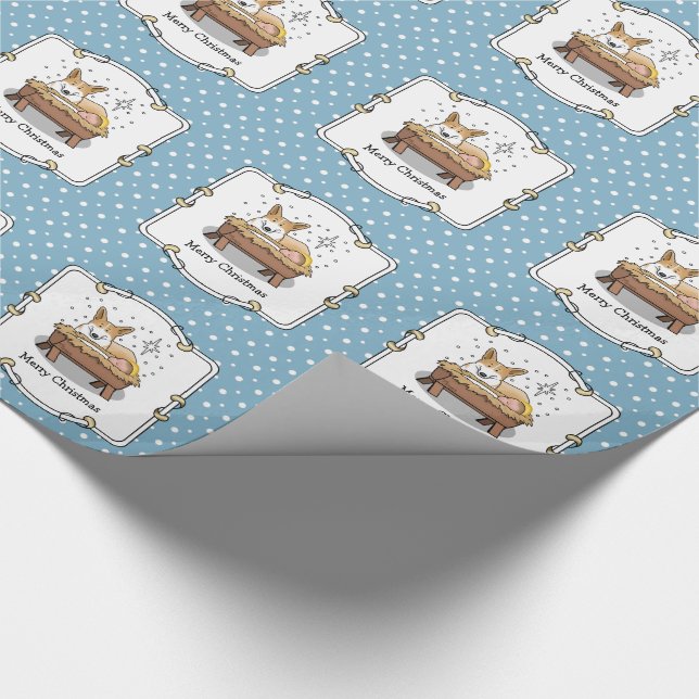 Christmas Nativity Pembroke Welsh Corgi (red1) Fun Wrapping Paper (Corner)