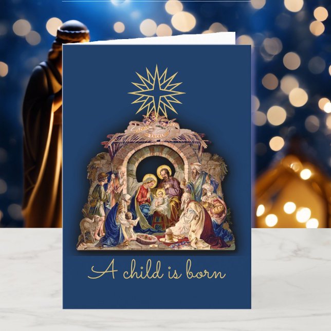 Christmas Nativity Religious Add YOUR Message Holiday Card (Creator Uploaded)