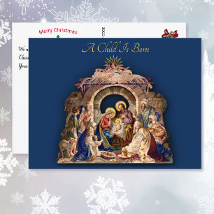 Christmas Nativity Religious Add YOUR Message Holiday Postcard