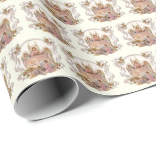 Christmas Nativity Religious Baby Jesus Angels Wrapping Paper