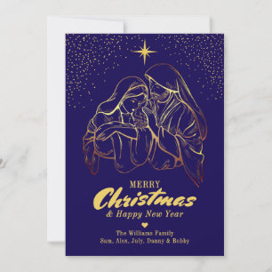 Christmas Nativity Religious Elegant Family Photo Holiday Card