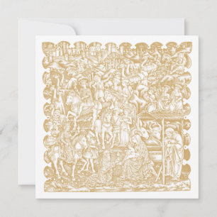 Christmas Nativity Renaissance Era Woodcut Holiday Card