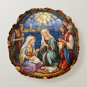 Christmas Nativity  Round Cushion