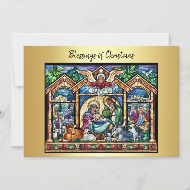 Christmas Nativity scene Blessings of Christmas Holiday Card (Front)