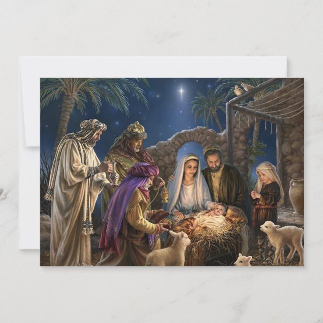 Christmas Nativity scene Blessings of Christmas Holiday Card (Front)