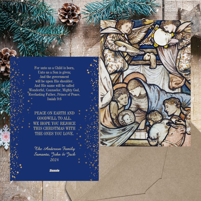 Christmas Nativity Scene Christian Catholic Modern Holiday Card (Christmas Nativity Scene Religious Christian Catholic Elegant Blue Modern Holiday Card)