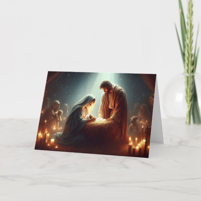 Christmas Nativity Scene Christmas Greeting Cards (Front)
