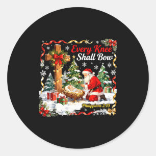Christmas Nativity Scene Every Knee Shall Bow Sant Classic Round Sticker