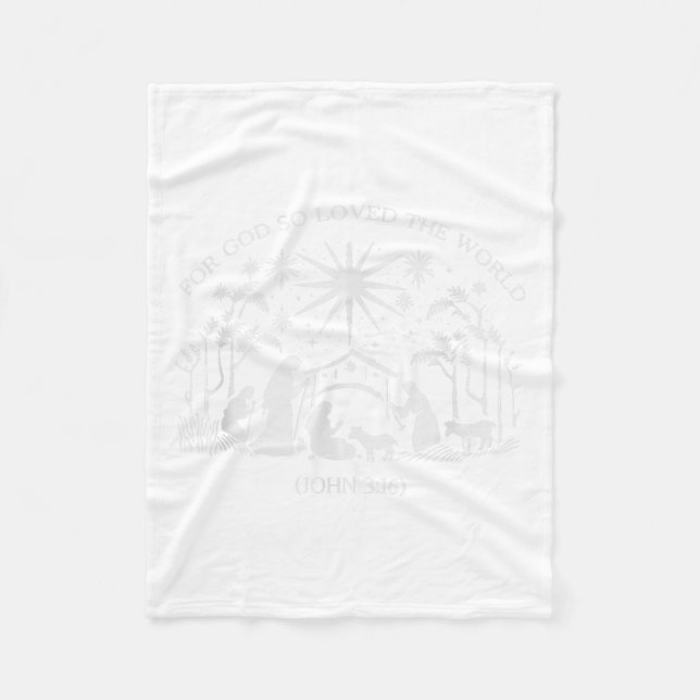 Christmas Nativity Scene For God So Loved The Worl Fleece Blanket (Front)