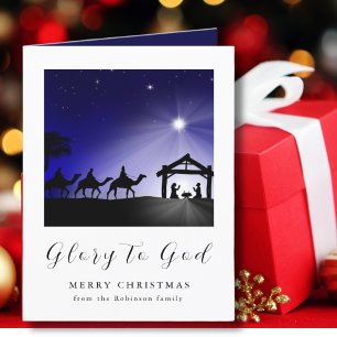 Christmas Nativity Scene Glory to God Christian Holiday Card