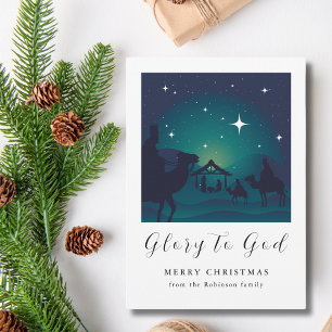 Christmas Nativity Scene Glory to God Holiday Card