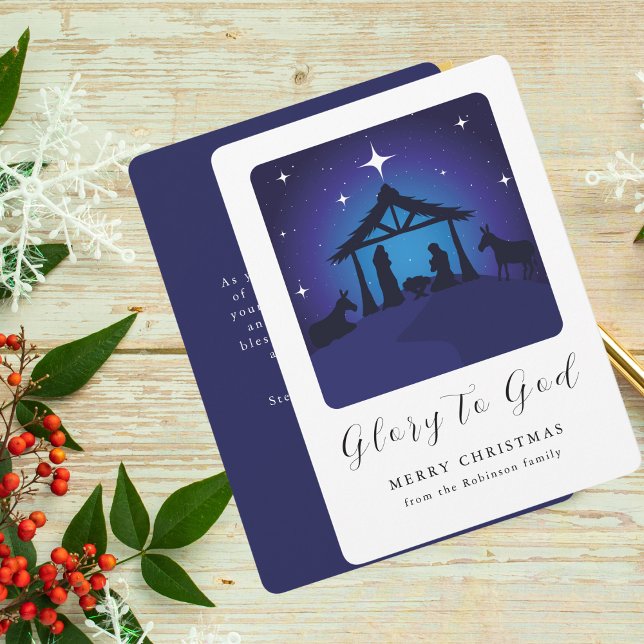 Christmas Nativity Scene Glory to God Holiday Card (Creator Uploaded)
