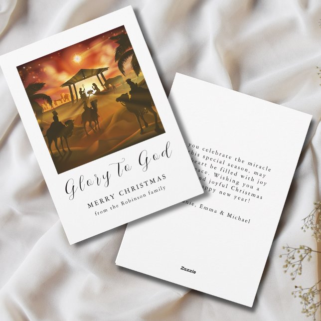 Christmas Nativity Scene Glory to God Holiday Card (Creator Uploaded)
