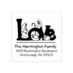 Christmas Nativity Scene Jesus Virgin Mary Joseph Rubber Stamp