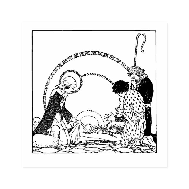Christmas Nativity Scene Jesus Virgin Mary Joseph Rubber Stamp (Imprint)