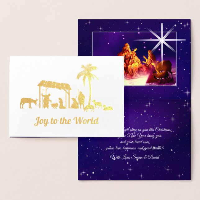 Christmas Nativity Scene Luxury Real Foil Cards (Display)