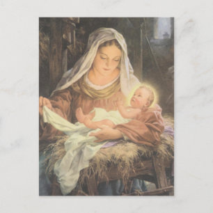 Christmas Nativity Scene Mary & Baby Jesus Holiday Postcard