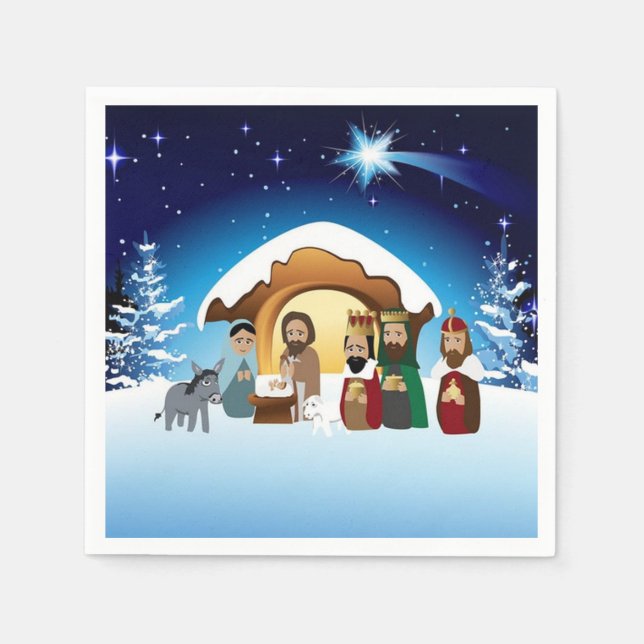 Christmas Nativity Scene Paper Napkins (Front)