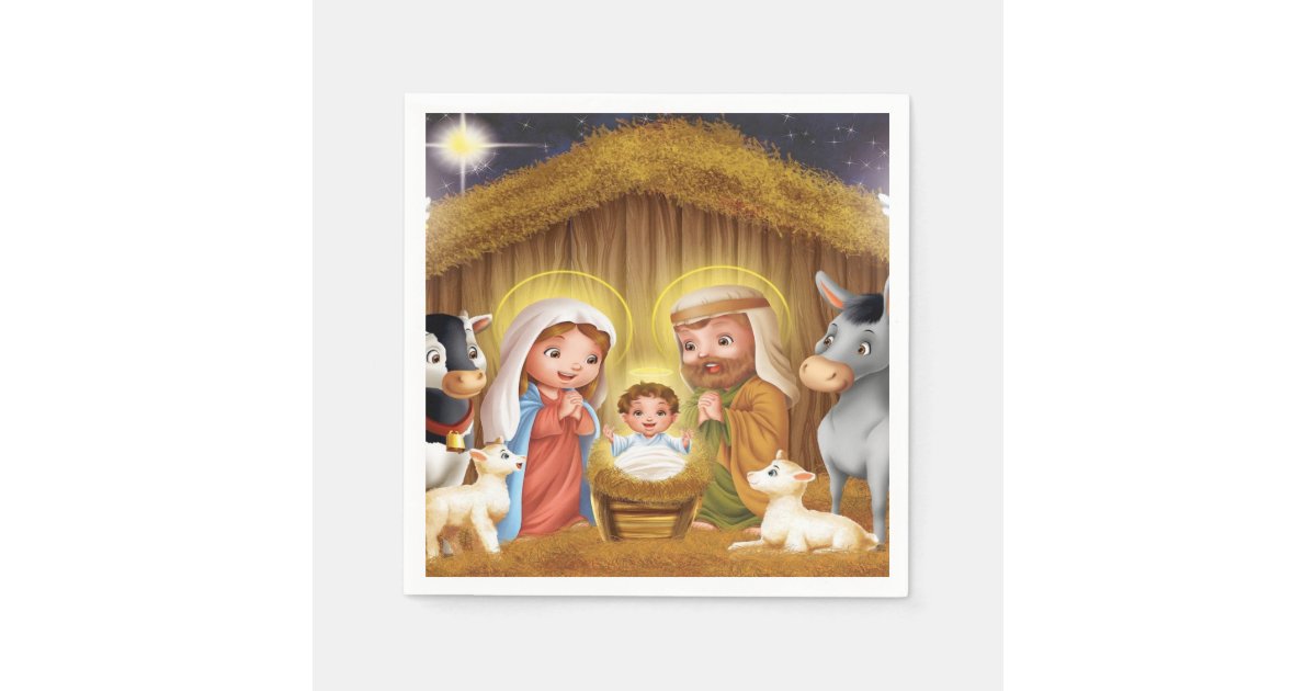 Christmas Nativity Scene Paper Napkins Zazzle