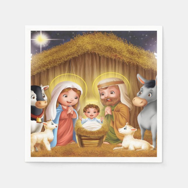Christmas Nativity Scene Paper Napkins (Front)