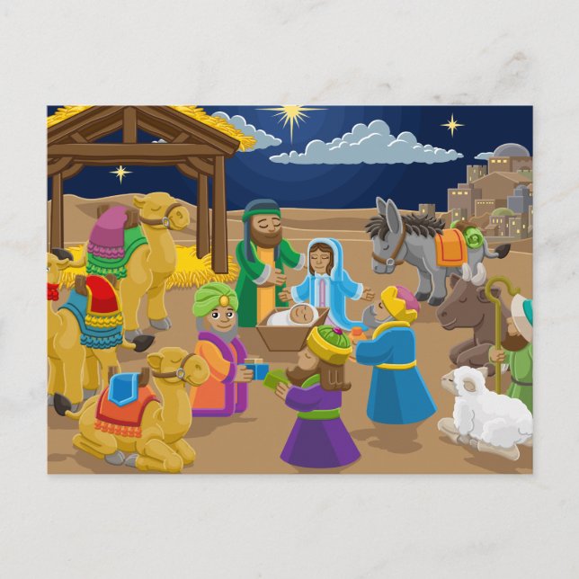 Christmas Nativity Scene Postcard (Front)