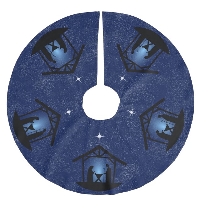 Christmas Nativity Scene Religious Brushed Polyester Tree Skirt (Front)