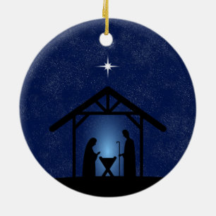 Christmas Nativity Scene Religious Ceramic Tree Decoration
