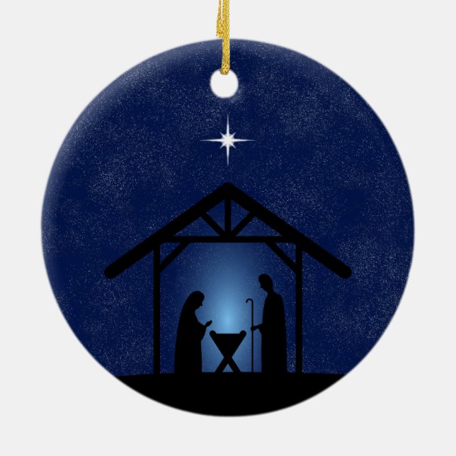 Christmas Nativity Scene Religious Ceramic Tree Decoration (Back)