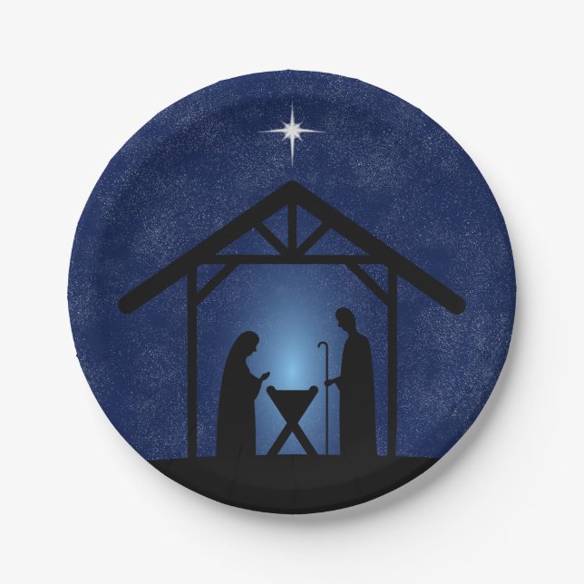 Christmas Nativity Scene Religious Paper Plate (Front)