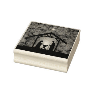Christmas Nativity Scene Religious Rubber Stamp