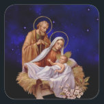 Christmas Nativity Scene Square Stickers<br><div class="desc">Add a custom touch to your party favours,  decorating envelopes,  labelling gifts or in many other ways wth this beautiful sticker that features the Nativity of BabyJesus scene.</div>