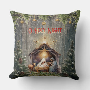 Christmas Nativity Scene Throw Pillow