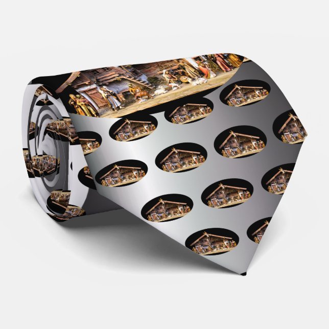Christmas Nativity Scene Tie (Rolled)