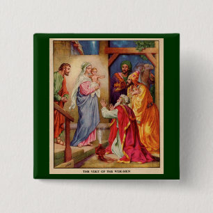 Christmas Nativity Scene Wisemen 15 Cm Square Badge