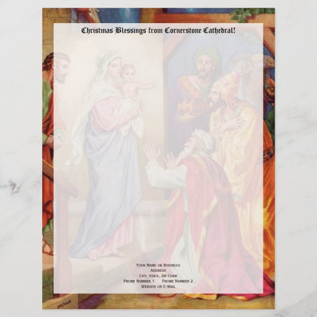Christmas Nativity Scene Wisemen Personalized Letterhead (Front)