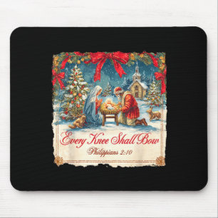 Christmas Nativity Scene Xmas Every Knee Shall Bow Mouse Mat